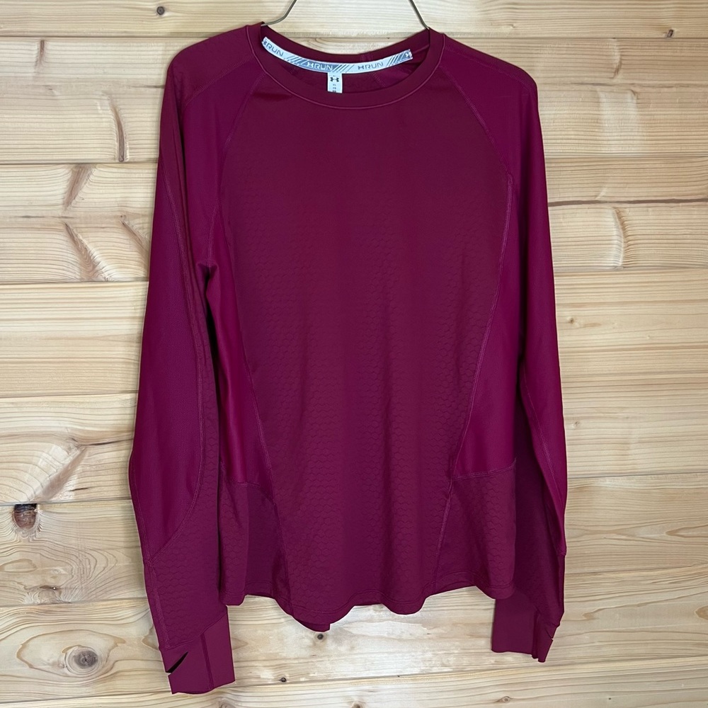 Under Armour Active Hex Delta Long Sleeve Shirt Top Size XL Magenta Lightweight